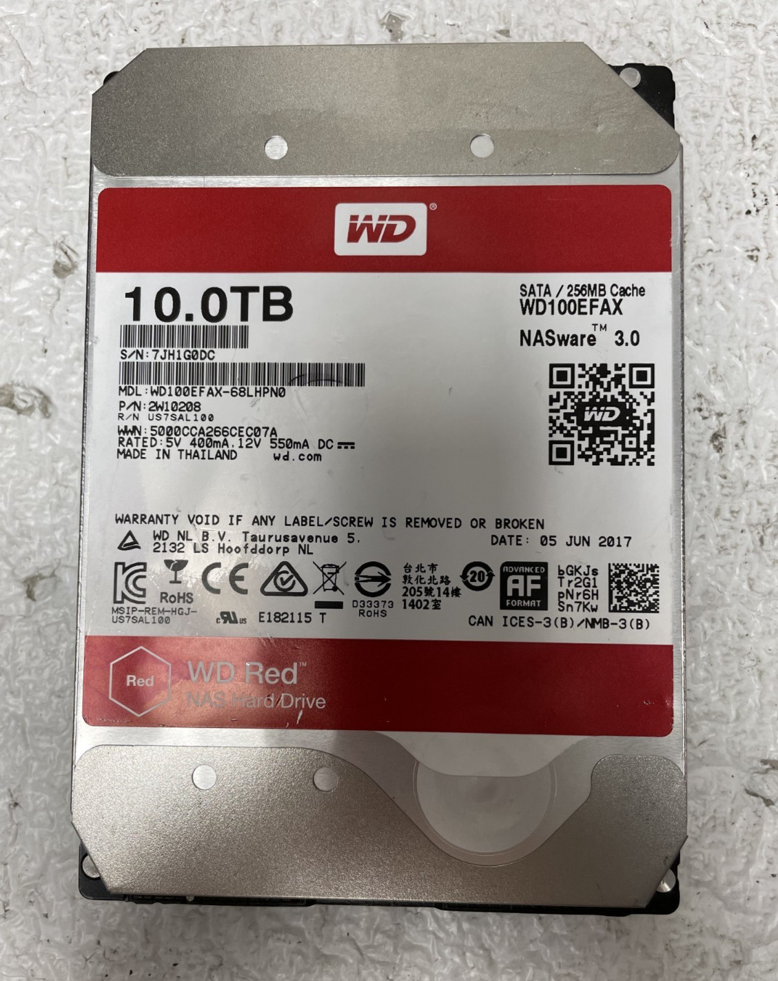 Western Digital WD Red 3.5" 10TB SATA NAS HDD WD100EFAX-68LHPN0