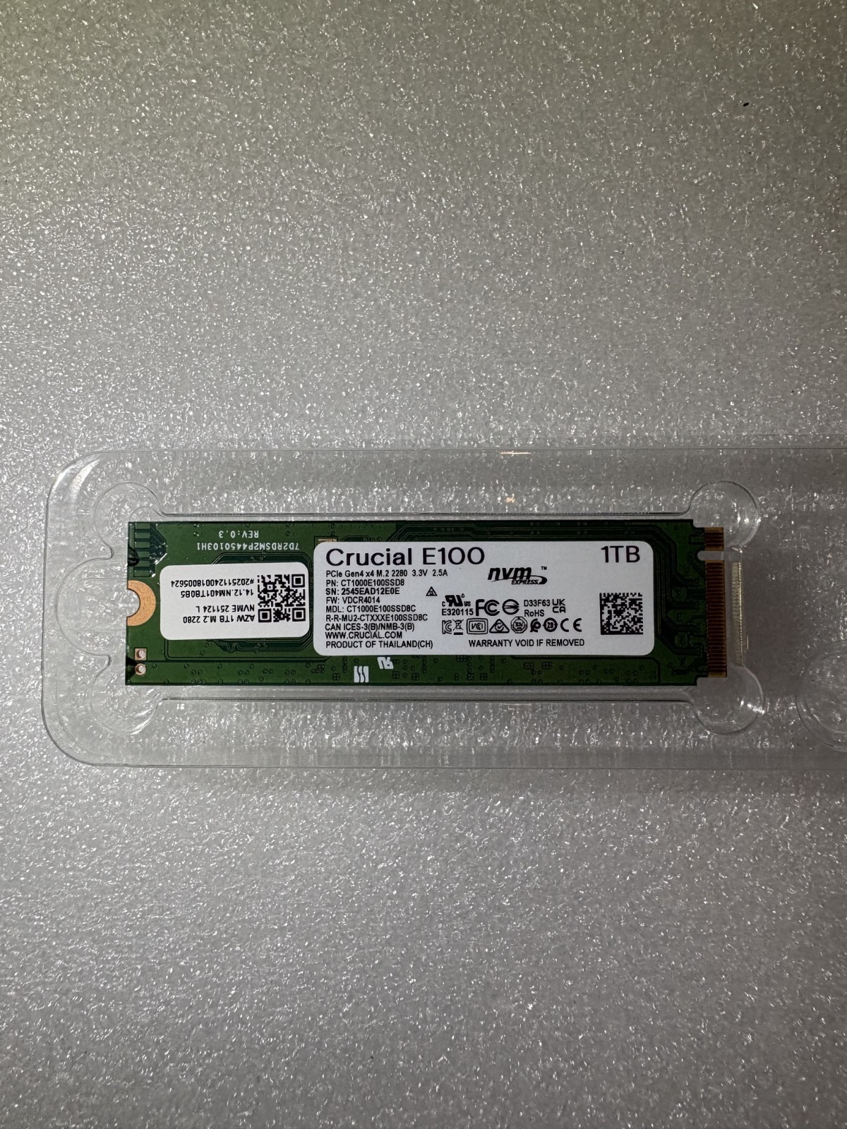 Crucial E100 1TB PCIe 4.0 Gen4 NVMe M.2 2280 CT1000E100SSD8 (14hrs Power Up Time
