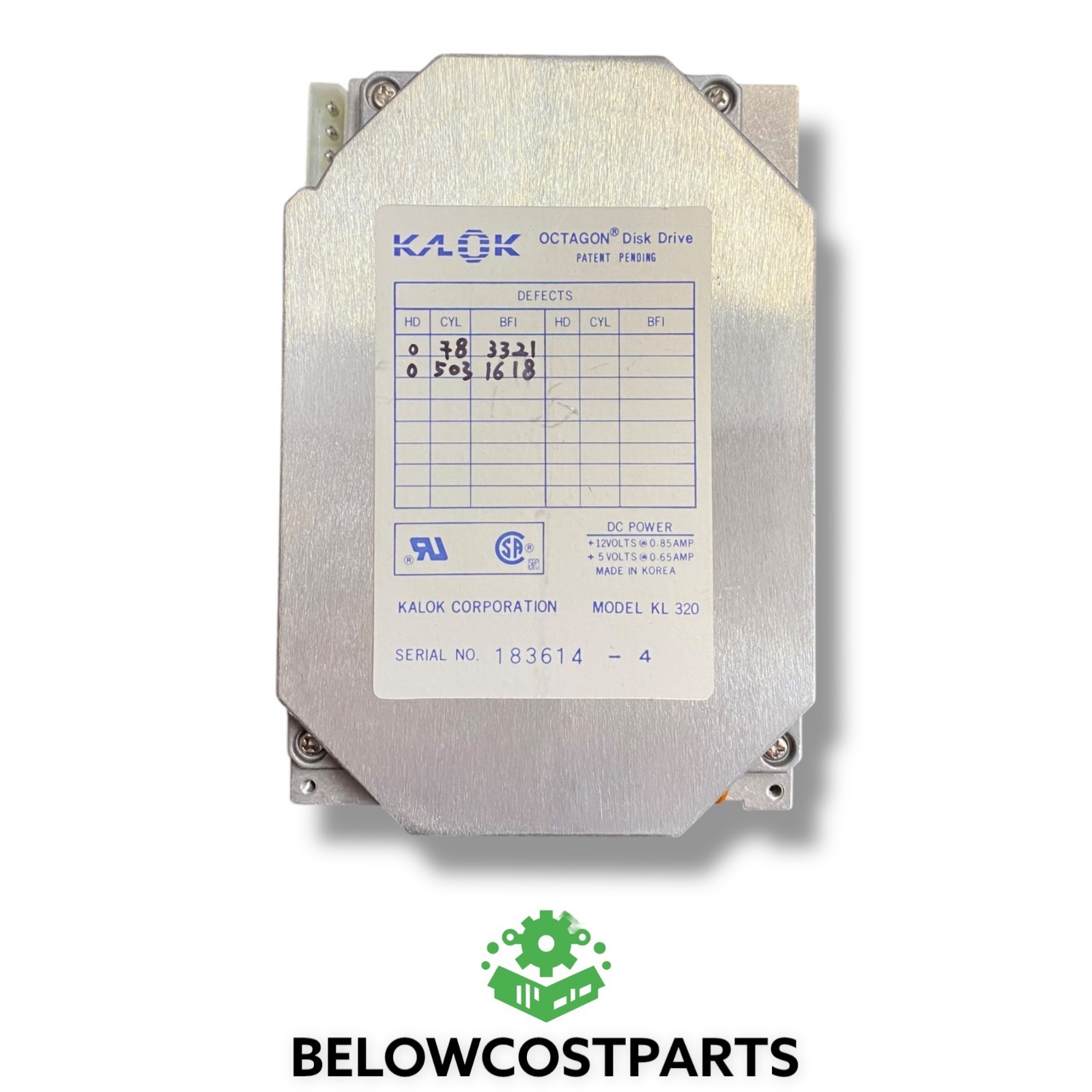 Octagon KL 320 Hard Drive Disk IDE K/LOK Disk Drive DC Power – FOR PARTS - AS-IS