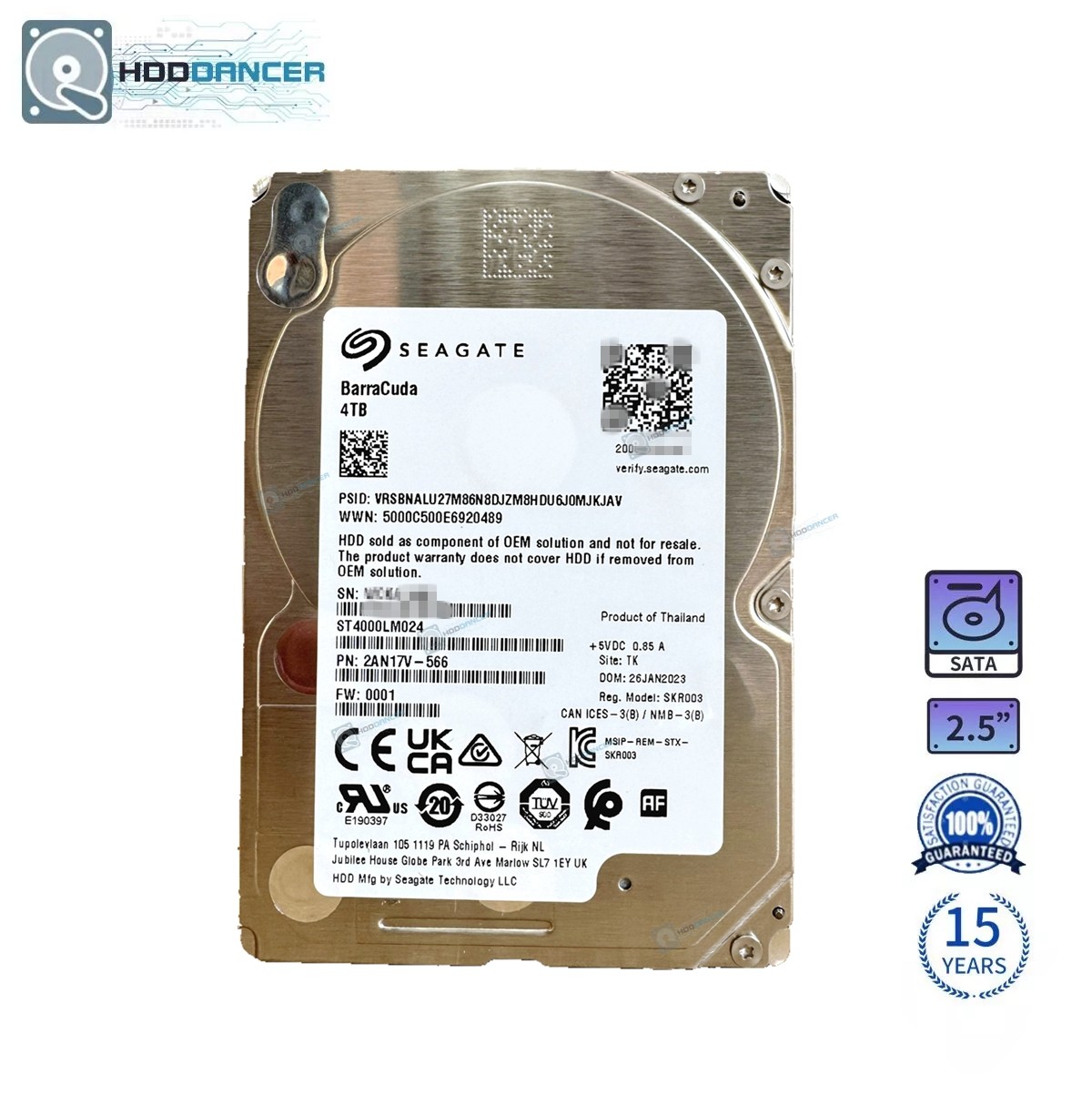 ST4000LM024 Seagate Barracuda 4TB 2.5" 128MB SATA 100% Generic FW Hard Drive NEW