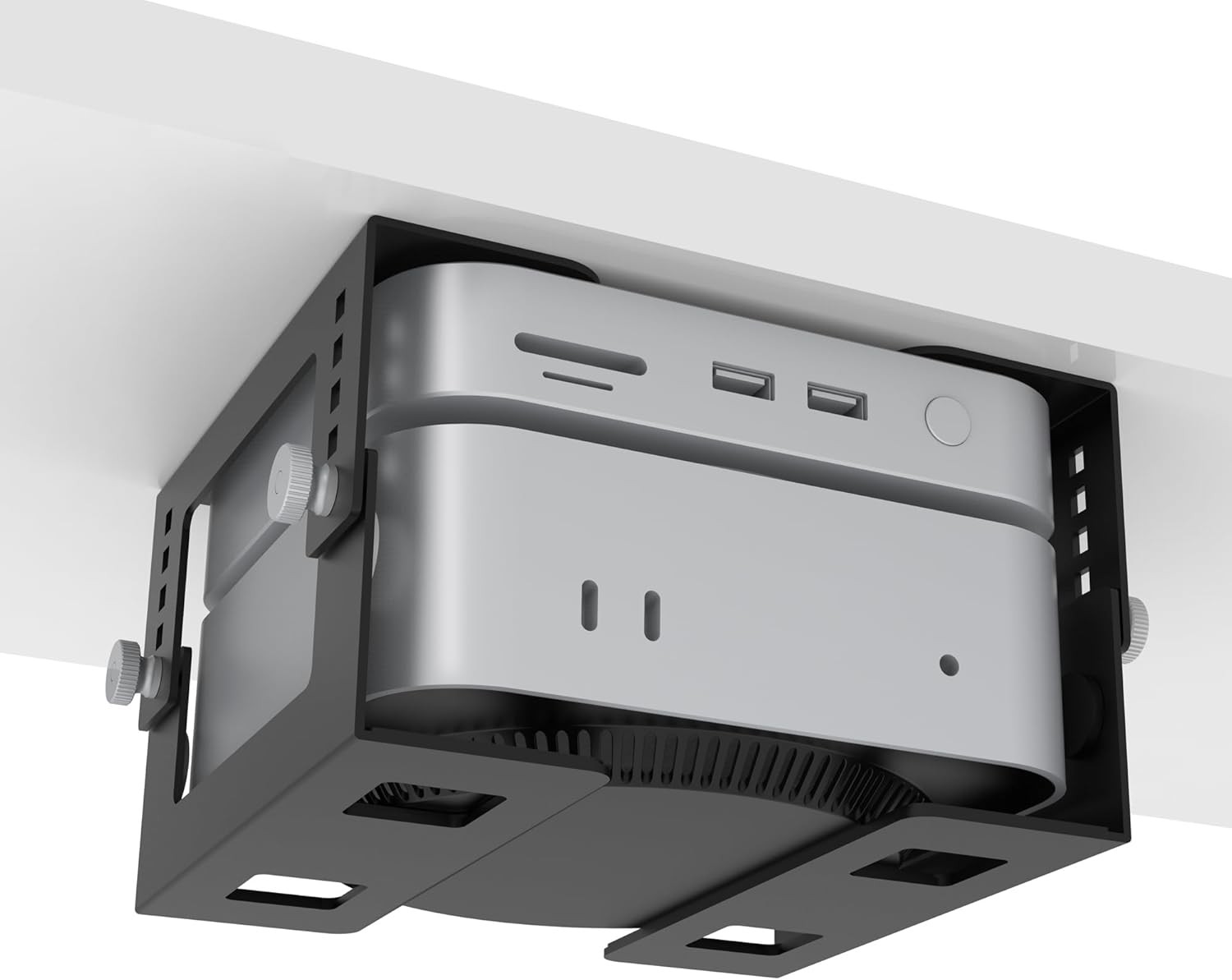 Under Desk Mini PC Mount Bracket – 5-Level Height Adjustable (1.8" to 3.3"), W