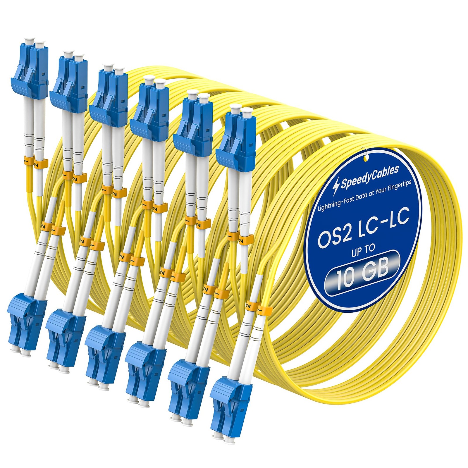 OS2 LC To LC Fiber Patch Cable 5M Single Mode Duplex 1G/10Gb 9/125 Yellow 6 PCS