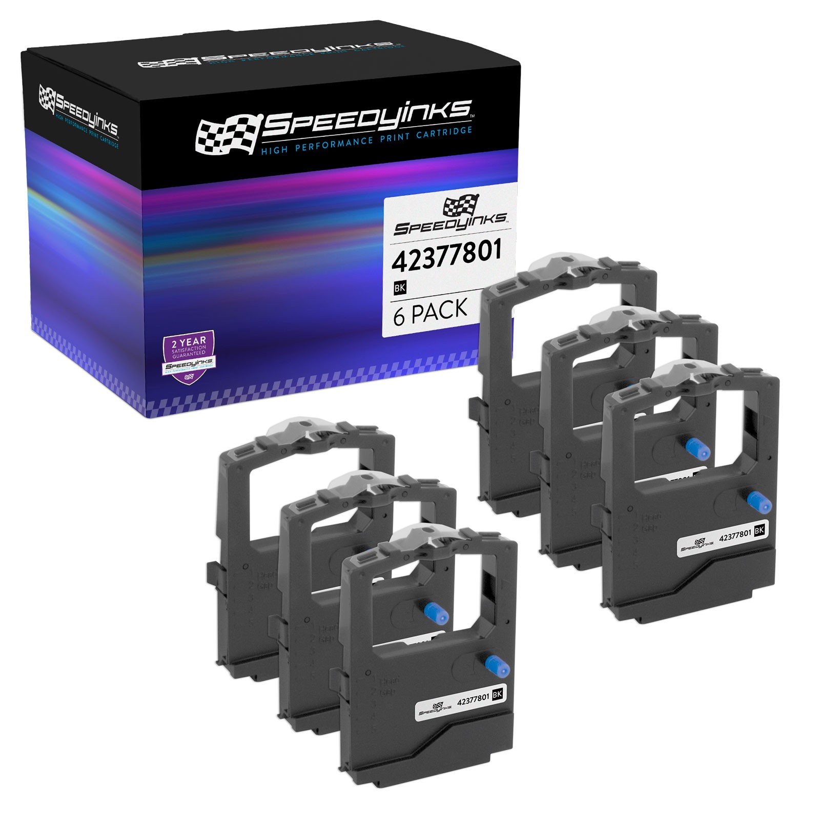 6PK Compatible Okidata 42377801 Black Ribbon Microline 400 420 491 421 421N 490N
