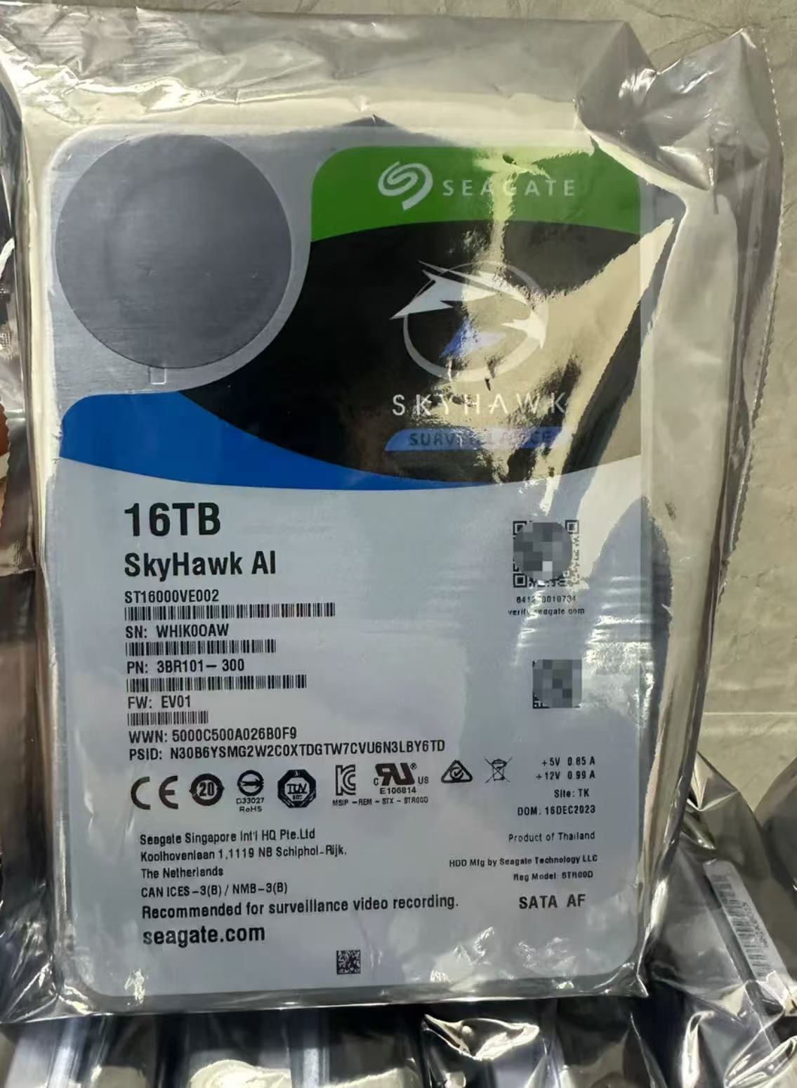 FOR Seagate Skyhawk Ai ST16000VE002 16TB SATA 256MB 3.5 7200RPM Internal HDD