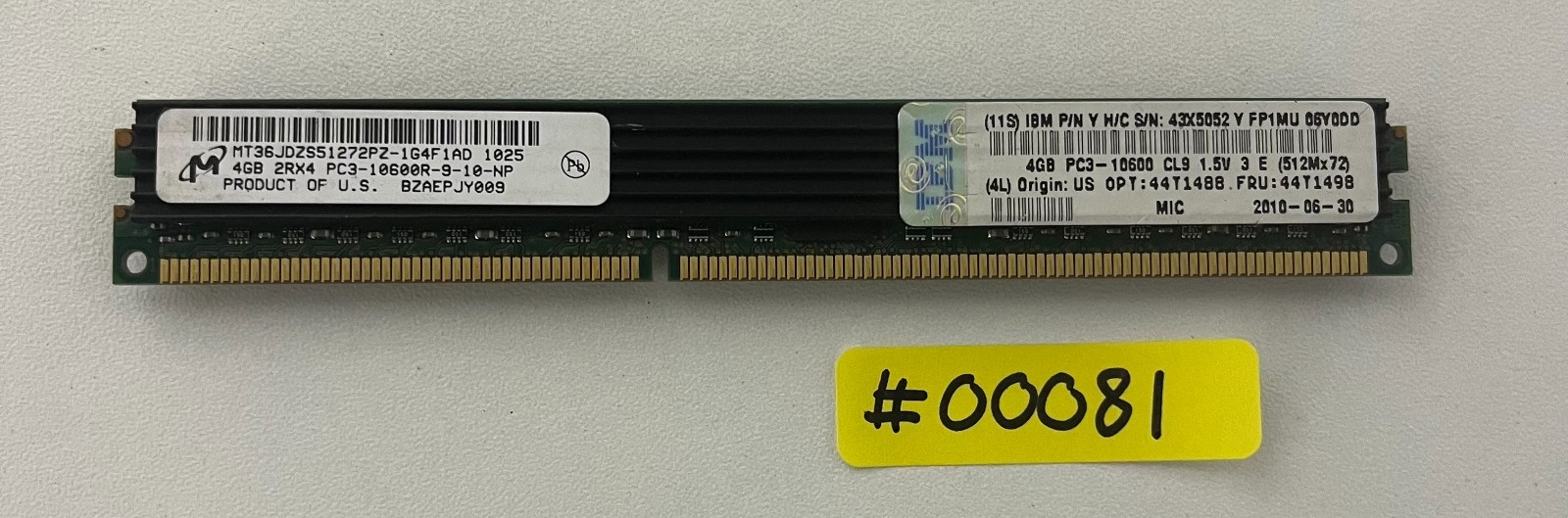 Low Profile Micron 4GB 2Rx2 PC3-10600R DDR3-1333 Server Memory RAM