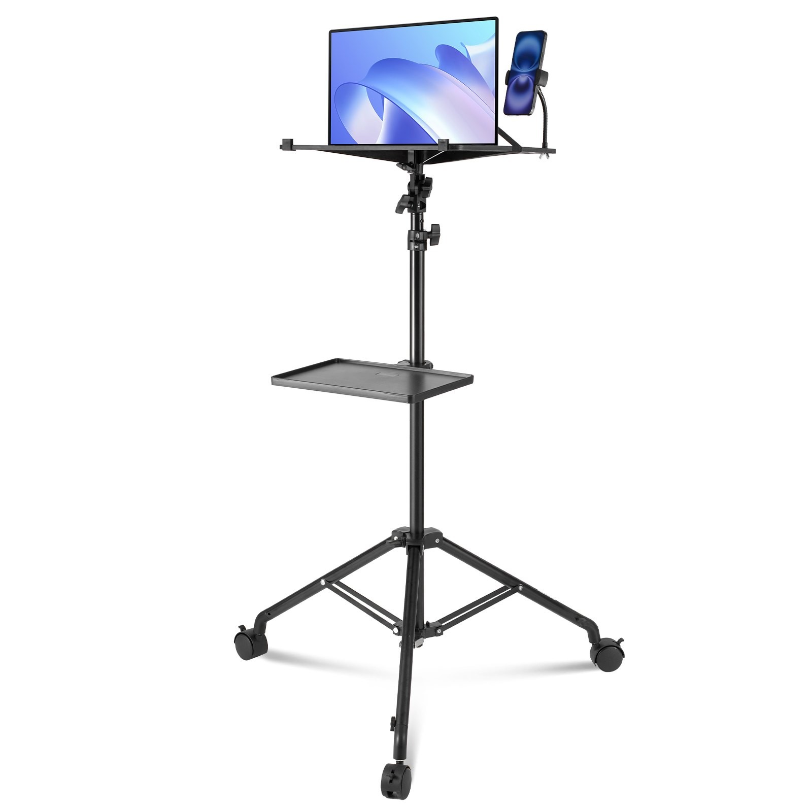 Projector Stand with Wheels, Laptop Stand Tripod Adjustable Height Black, Home
