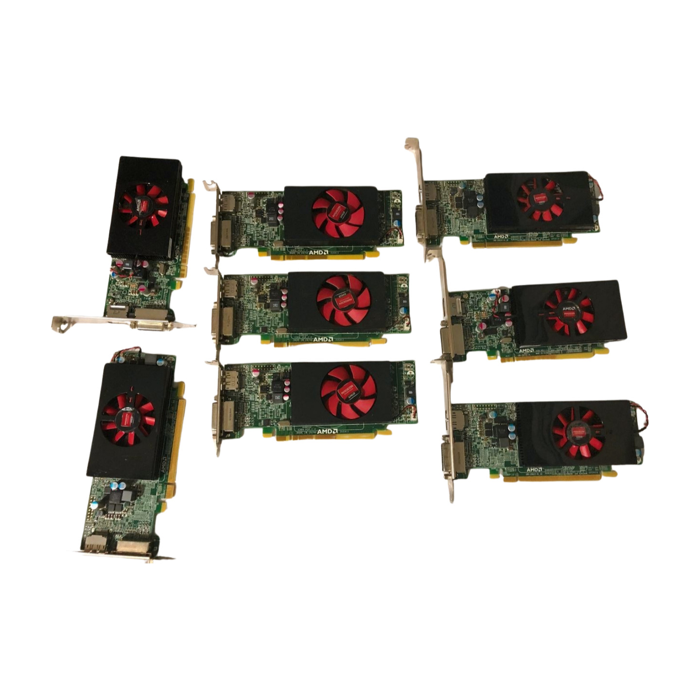 Lot of 8 AMD Radeon Graphics Cards – R7 350X 4GB + C552 & C553 1GB GPUs – PCIe