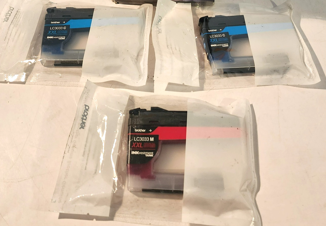 Brother LC3033C XXL LC3033M XXL Super Hi Cap Ink New Sealed Bag Lot Of 3 EX2026