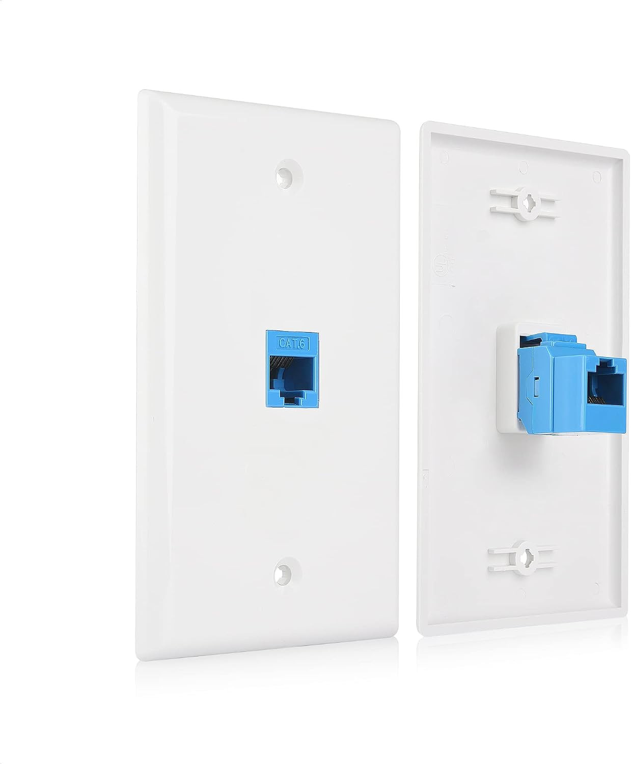 2-Pack 1-Port Ethernet Wall Plate Cat6 with Blue Keystone