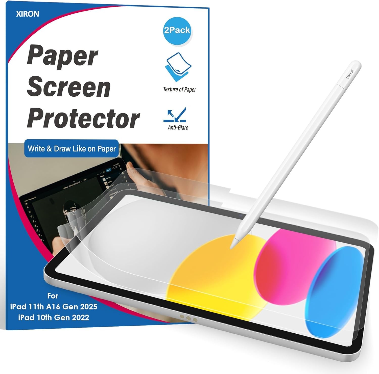 2 Pack Paper Screen Protector for iPad A16 11th Gen 2025/10th Generation 2022(10