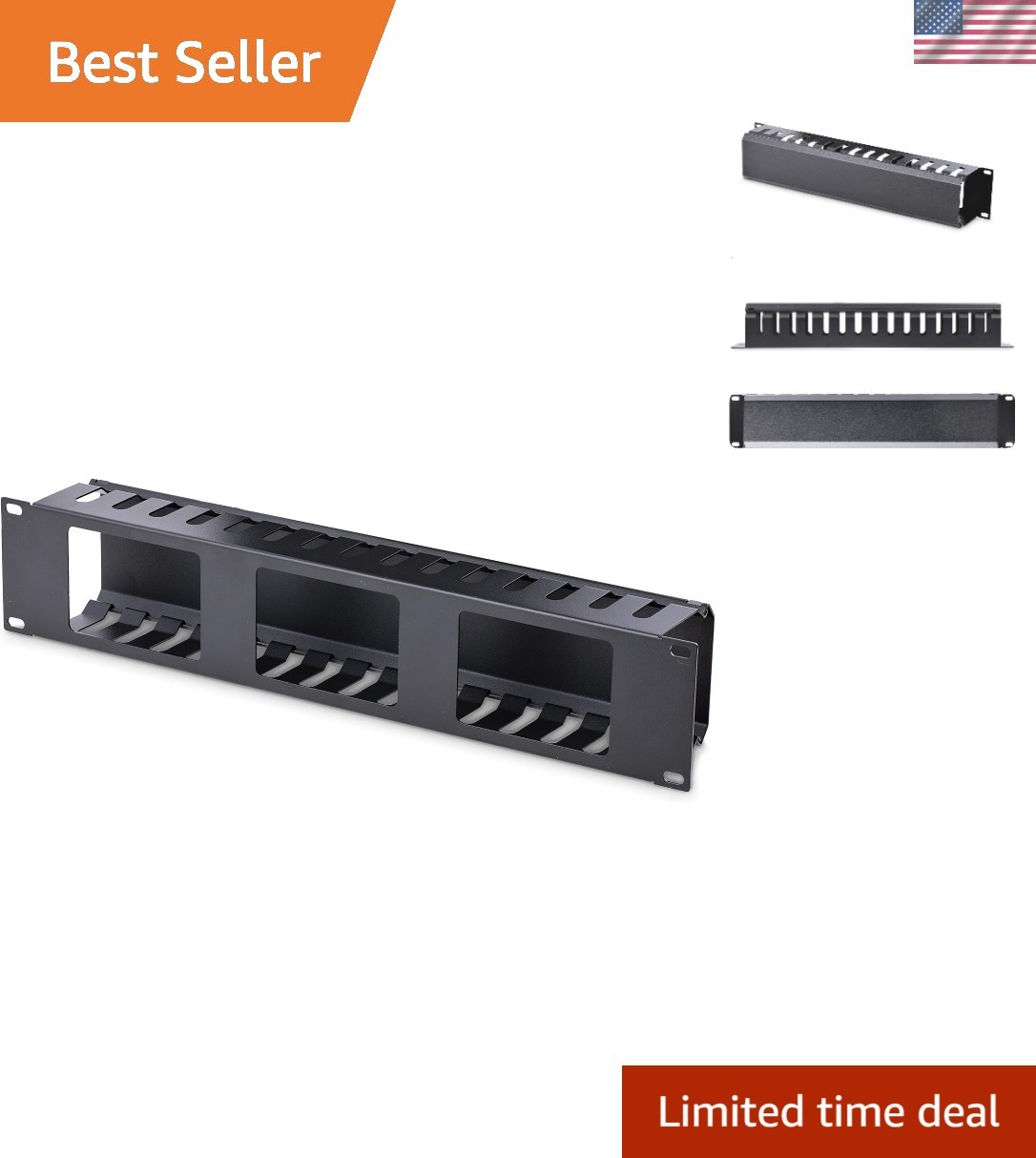 StarTech Horizontal 2U Rack Finger Duct with Cover, 19in Steel Wire Duct