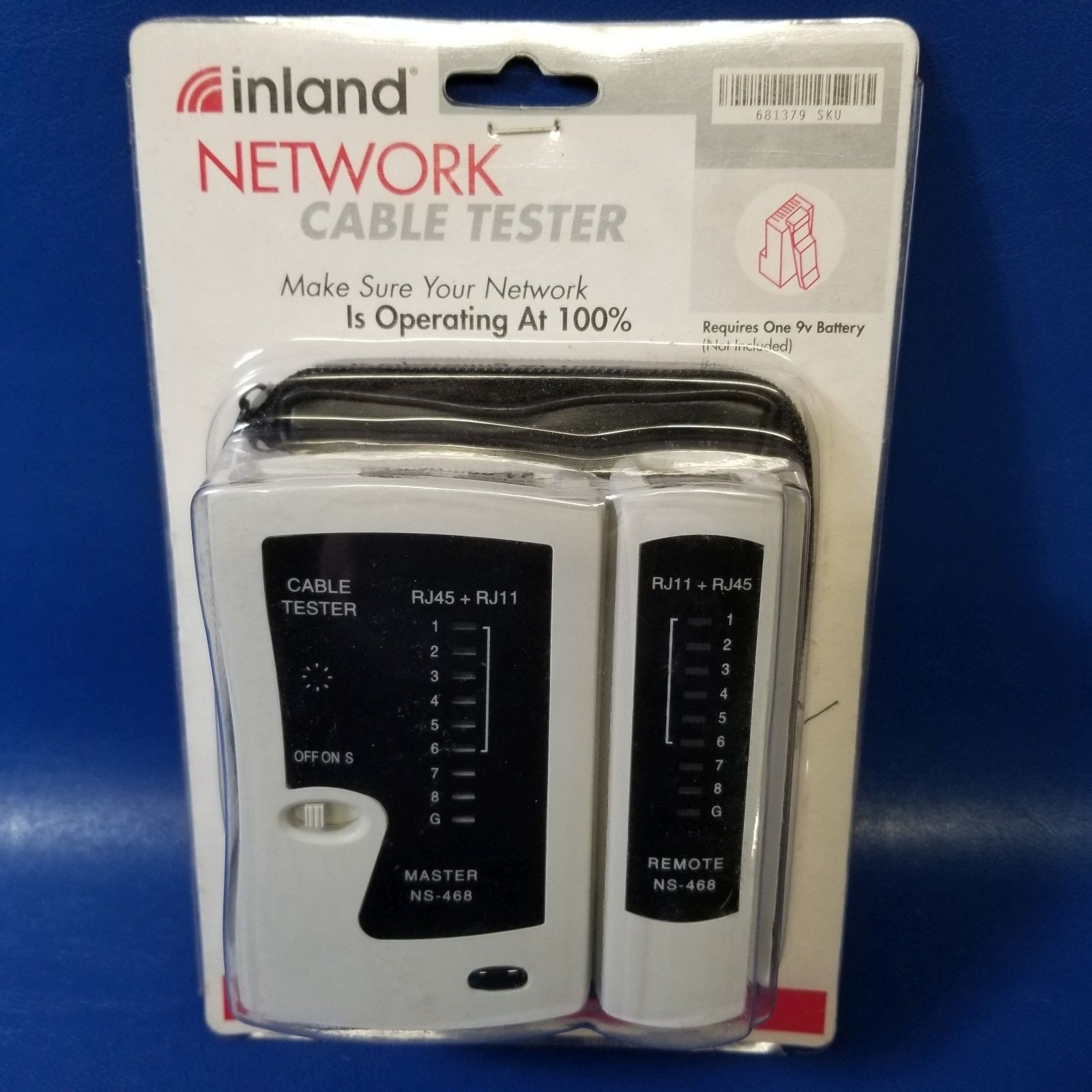 Inland Network Cable Tester RJ45 RJ11 Master Remote Set Model NS-468 Tester