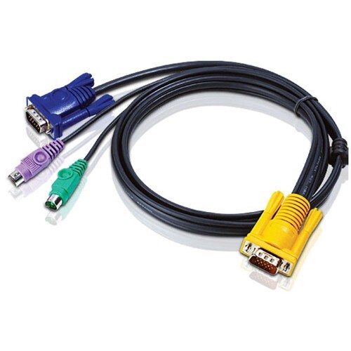 ATEN 2L-5202P SPHD15 Male to VGA and PS/2 Male KVM Cable (6') 6 pin mini-DIN