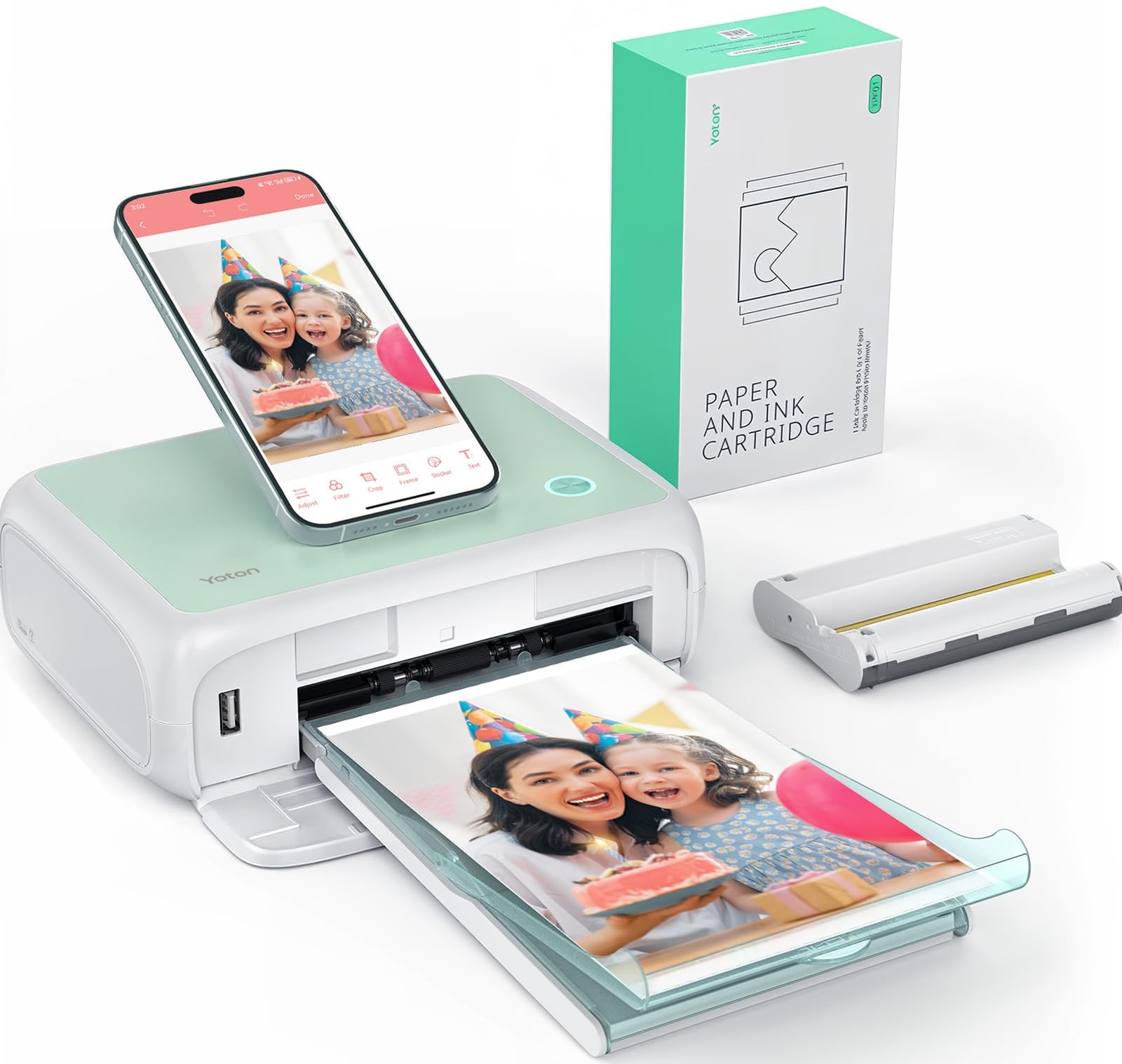 Photo Printer, Picture Printer with 54 Sheets (4"x6") & 1 Ink Ribbon, Support...