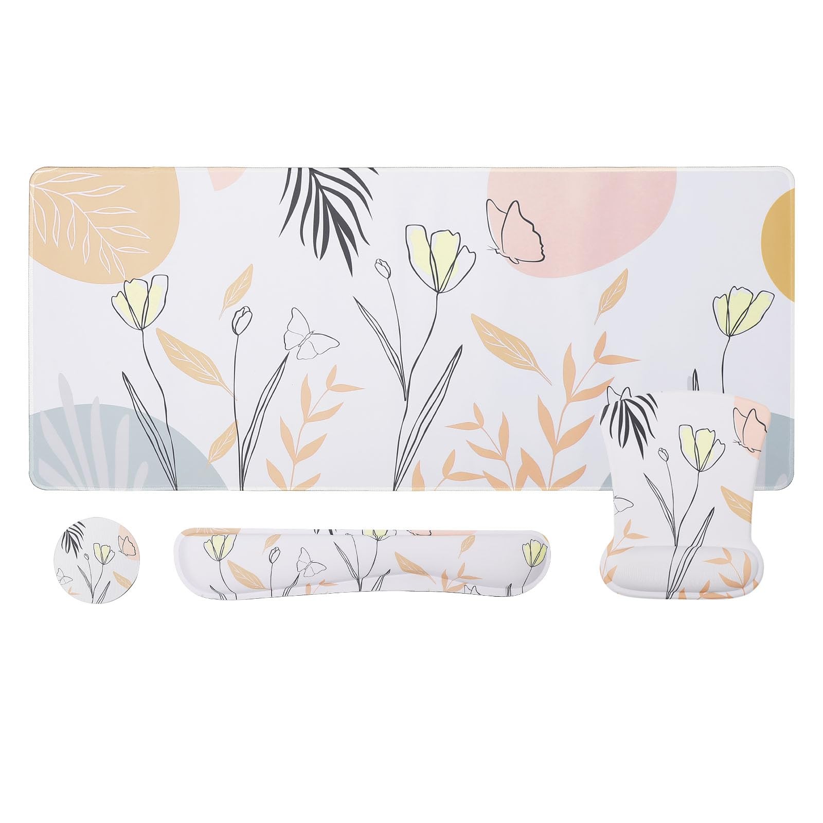 4in1 Ergonomic Memory Foam Wrist Rest Set Desk Pad Mouse Pad Support