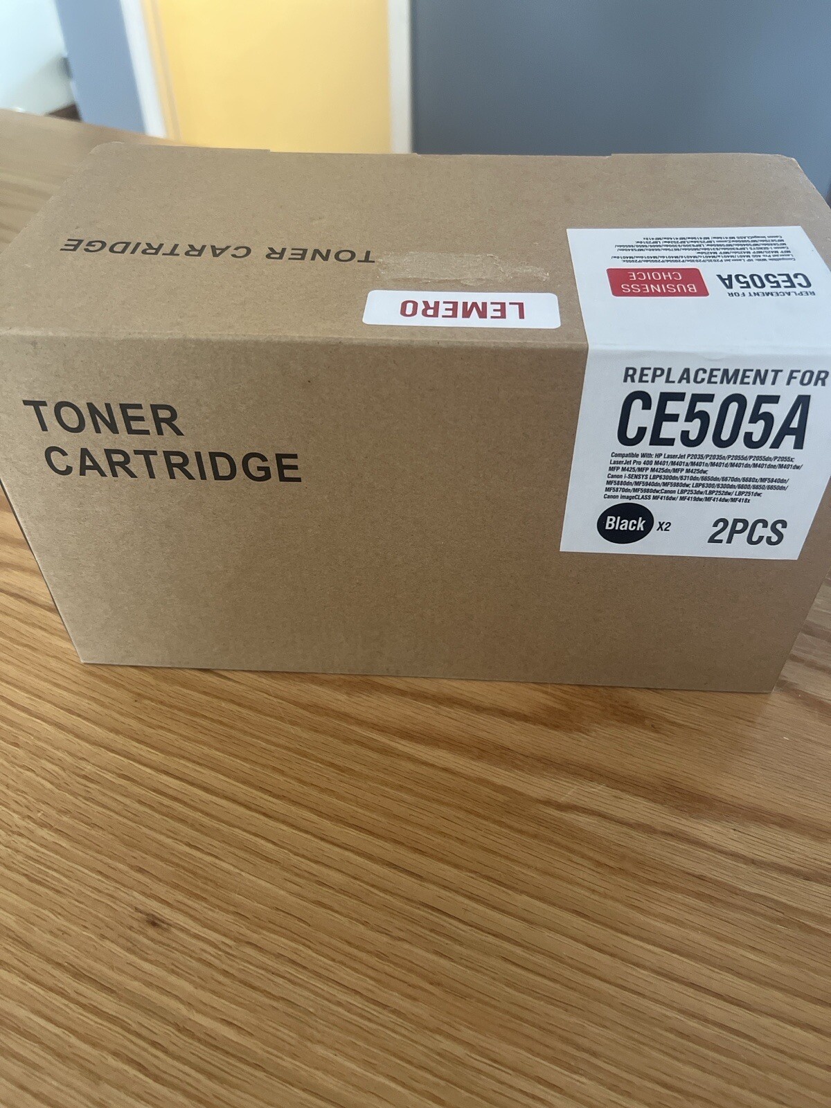 New & Sealed 2 Pack Black LEMERO CE505A Toner Cartridges / Black X2 / HP & Canon