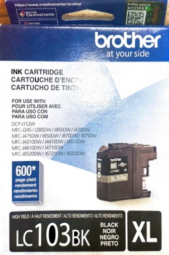 Brother LC103BK 600 pages High Yield Ink Cartridge - Black Exp 2023. 08 New