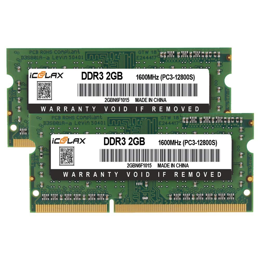 2 X 2GB 12800s RAM sticks - 4GB RAM total - Various Brands - For Laptops 204-Pin