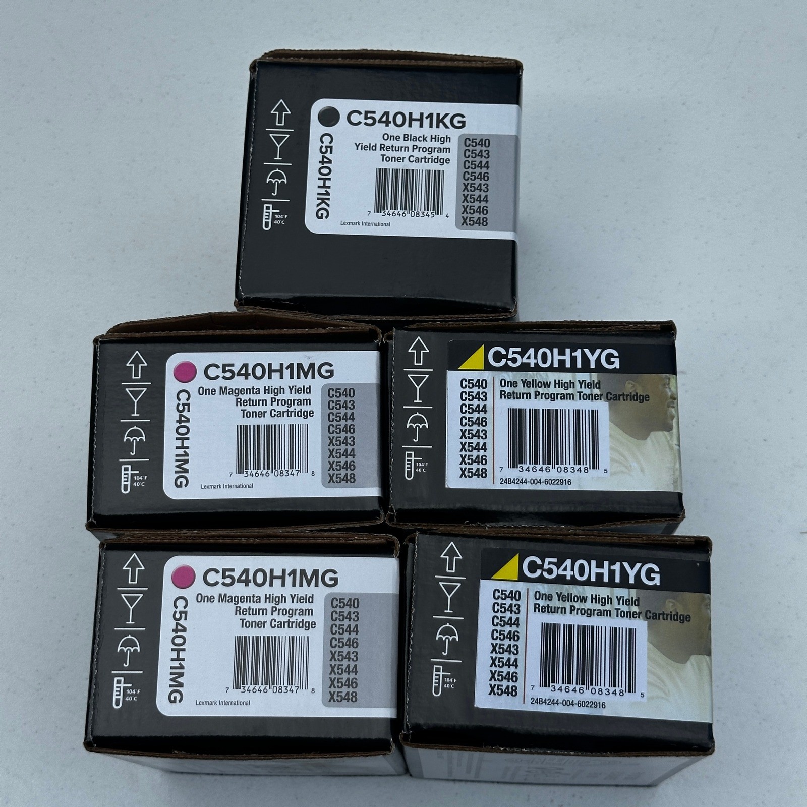 Set of 5 Lexmark C540H1MG C540H1YG C540H1KG Toner Cartridges C540 C543 C544 C546