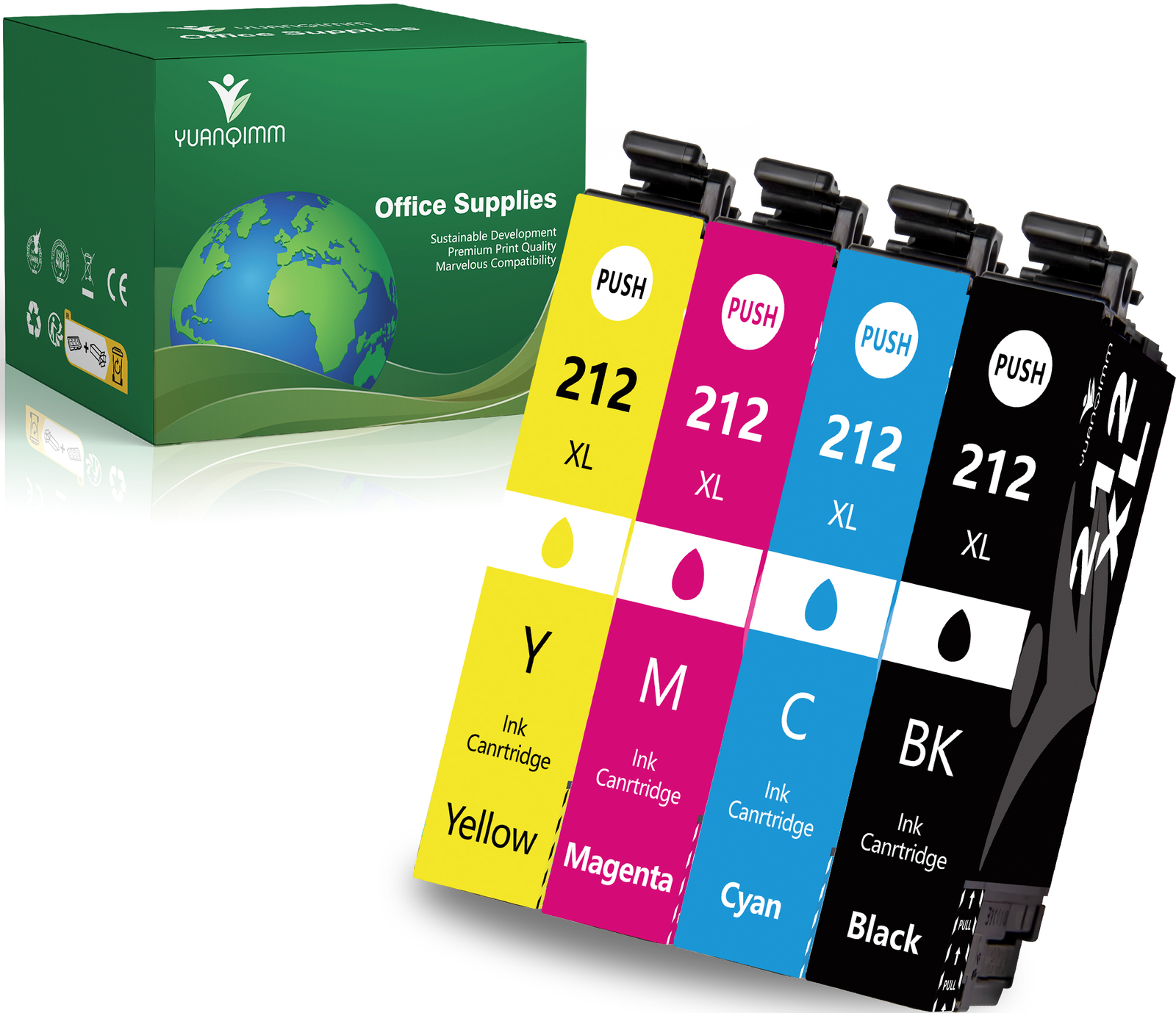 4PK 212XL T212XL Ink Cartridges  For Epson work with WF-2830 WF2850 XP-4100 4105