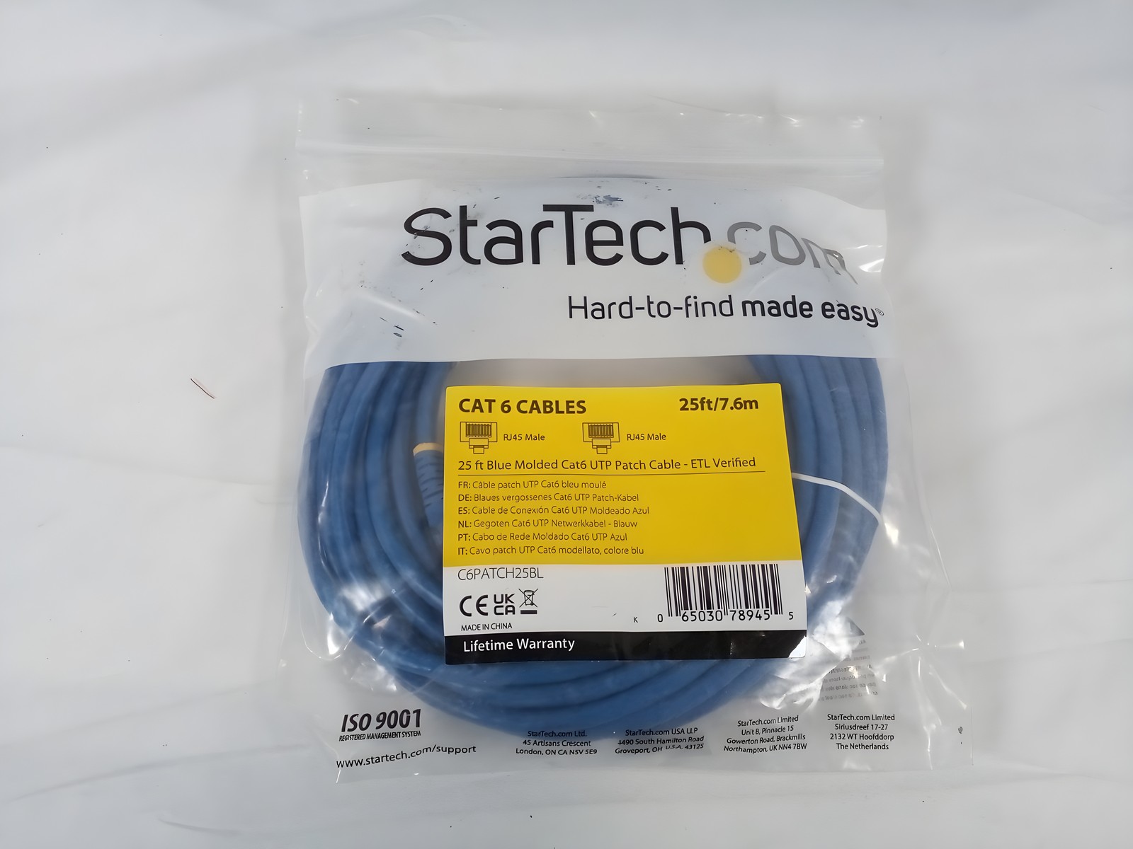 StarTech.com C6PATCH25BL 25 ft Blue Cat6 UTP RJ45 Ethernet Patch Cable