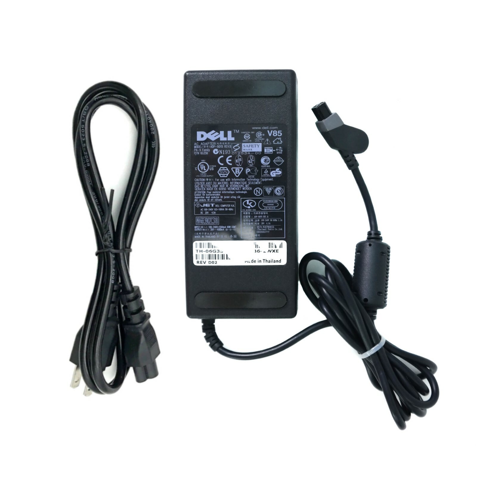 Genuine Dell AC Adapter For Inspiron 5100 8200 Laptop Charger 90W 3-Pin w/PC OEM