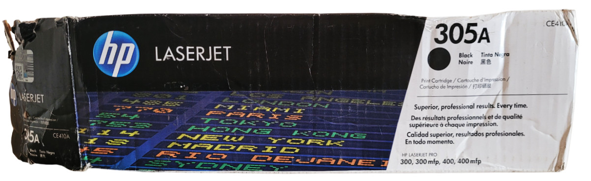 HP LaserJet 305A Black CE410A Print Cartridge New Sealed With Ripped Opened Box