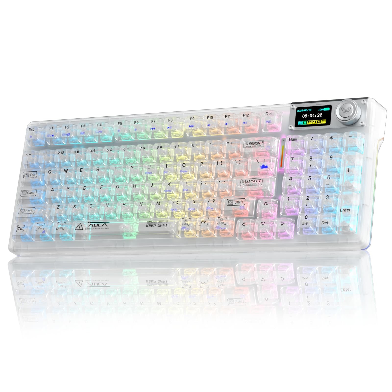 Aula F98Pro V3 Wireless Mechanical Keyboard Tri-Mode Hot-Swap RGB Screen Knob