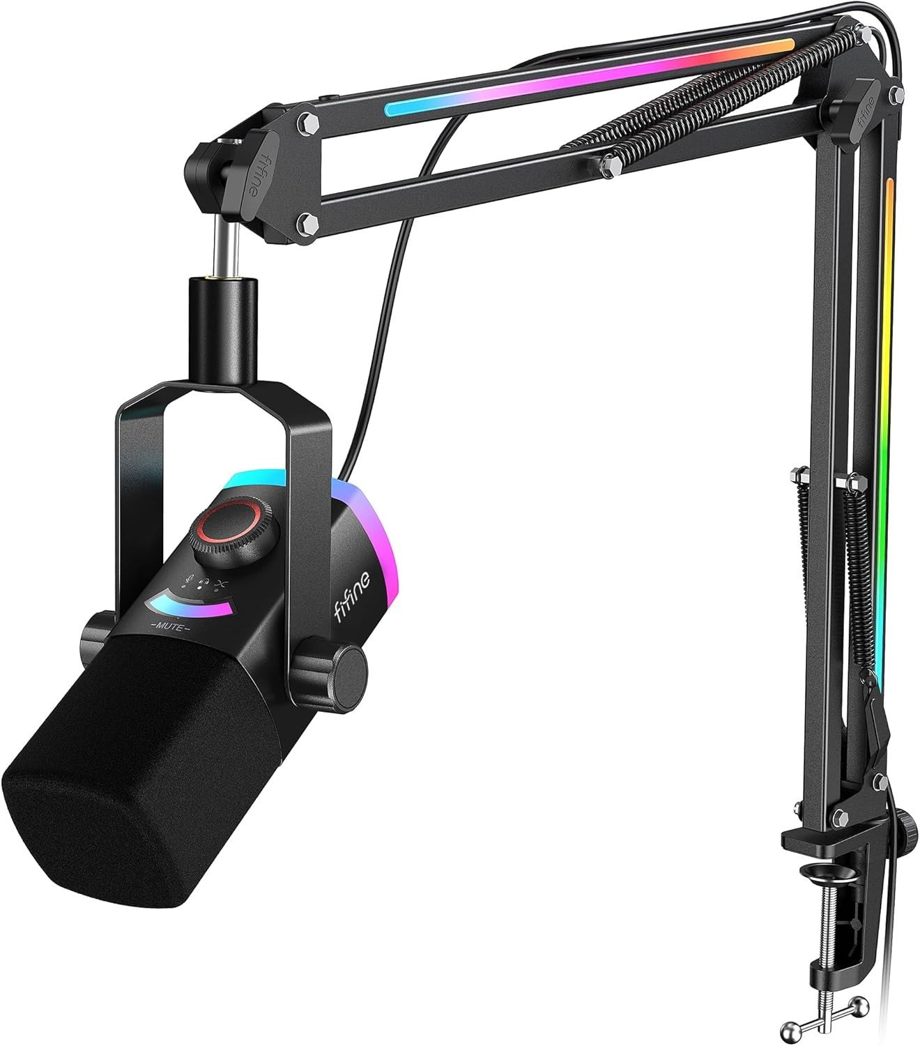 FIFINE AM8PROT RGB XLR USB Dynamic Mic Boom Arm