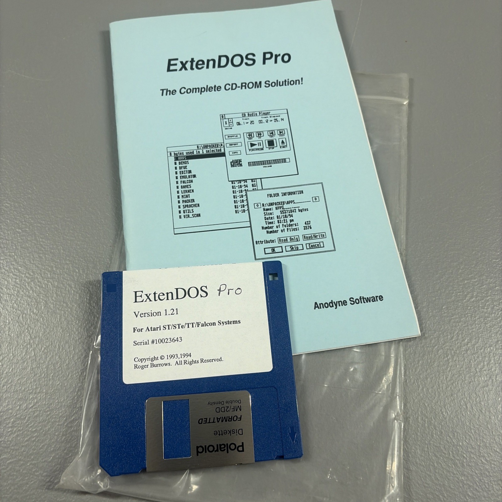 Vintage Software Package ExtenDOS Pro Atari CD-Rom Solution Anodyne Software 1.2