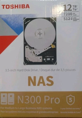 Toshiba N300 Pro 12TB NAS Hard Drive SATA 3 6Gb/s 7200 RPM 512MB Cache