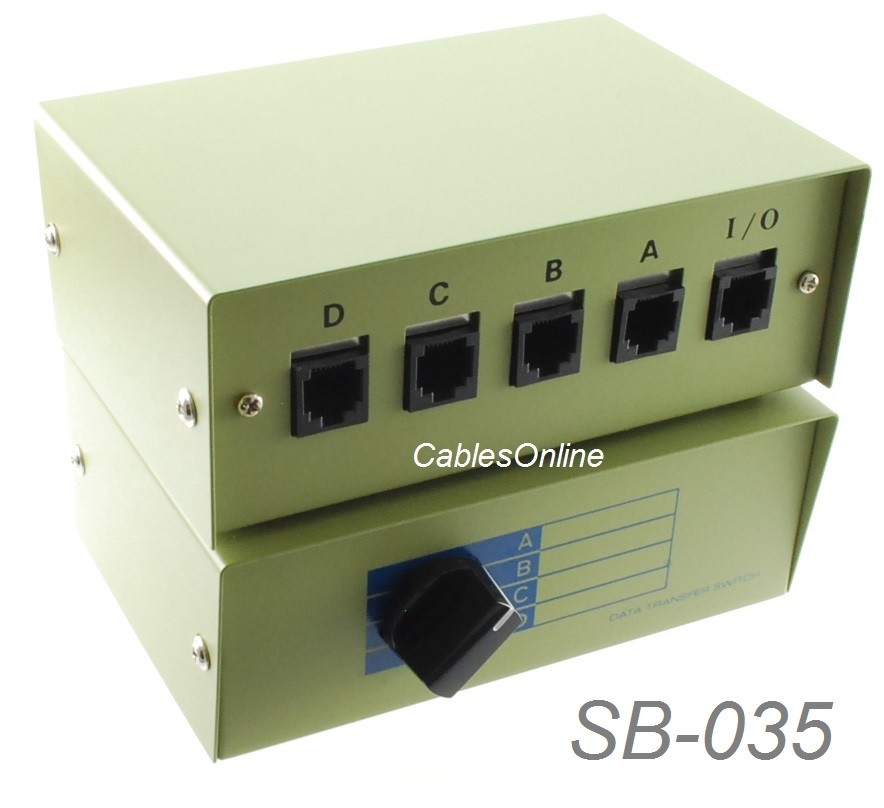 CablesOnline 4-Way RJ45 8P8C ABCD Manual Switch Box, SB-035
