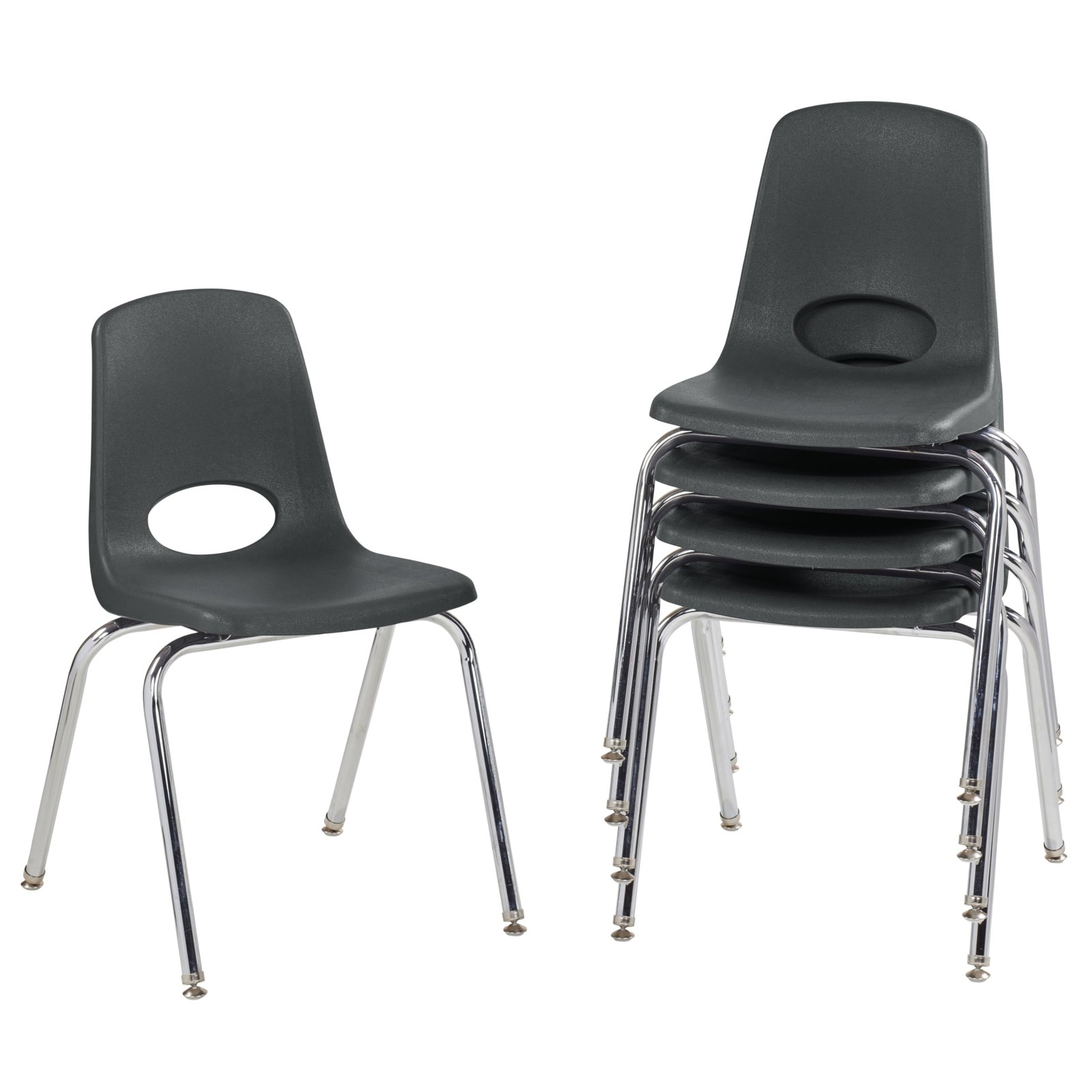 School Stack Chair 18 Swivel Glides Black 5 Pack Model 10371-BK