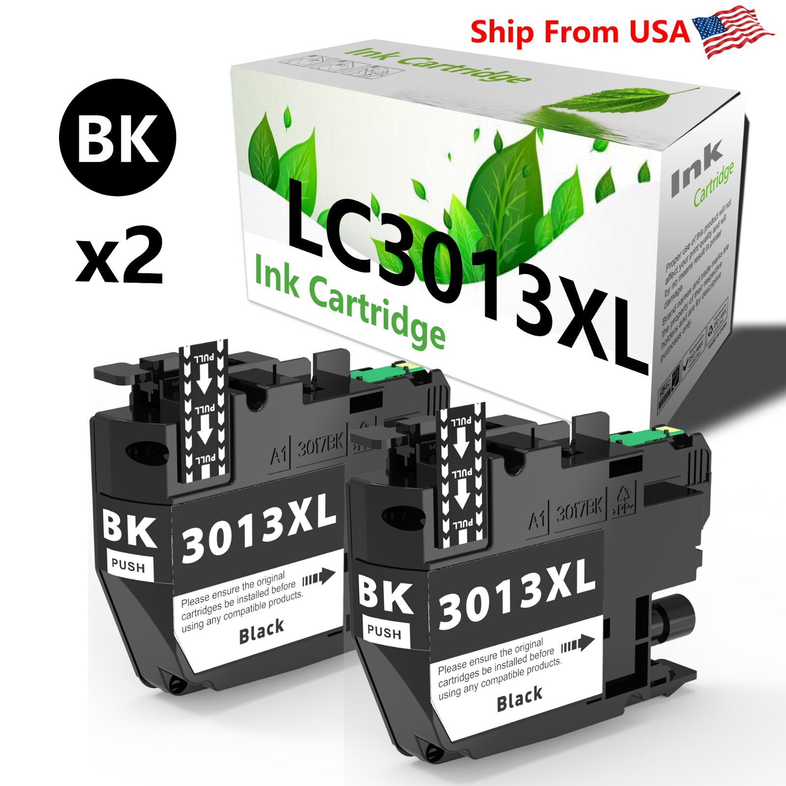 2-Pack replace for Brother LC3013 Black Ink Cartridge for MFC-J690DW MFC-J895DW