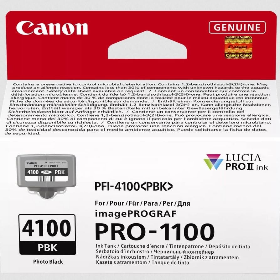 Canon PFI-4100PBK Genuine Printer Ink Cartridge - High Performance & Fade Resist