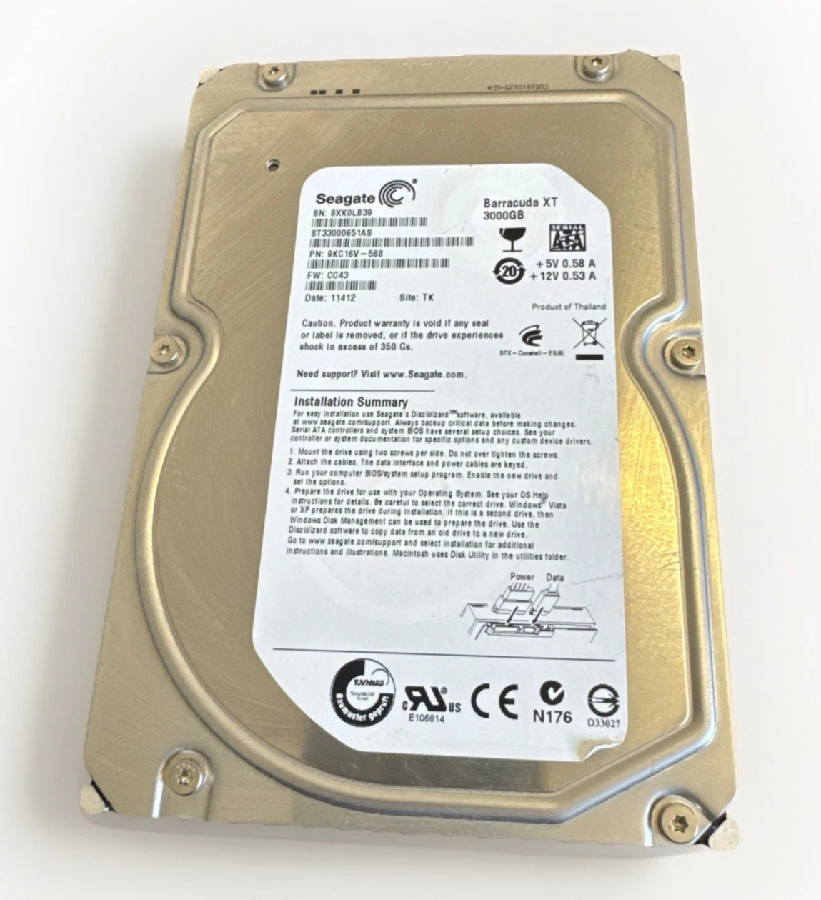 Seagate Constellation Barracuda XT 3TB SATA III HDD ST33000651AS ST33000650SS