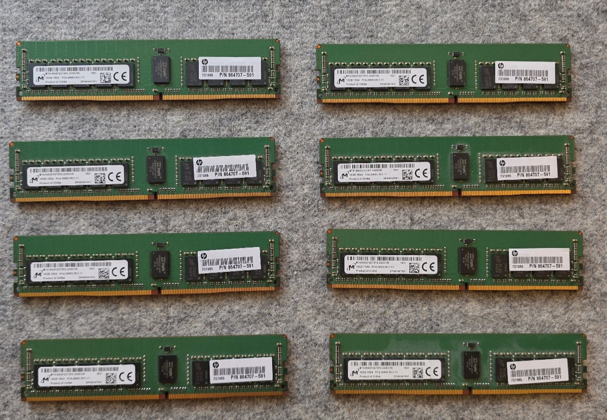 Micron 16GB RDIMM ECC RAM 1Rx4 DDR4-2666mhz PC4-21300 MTA18ASF2G72PZ-2G6D1RI