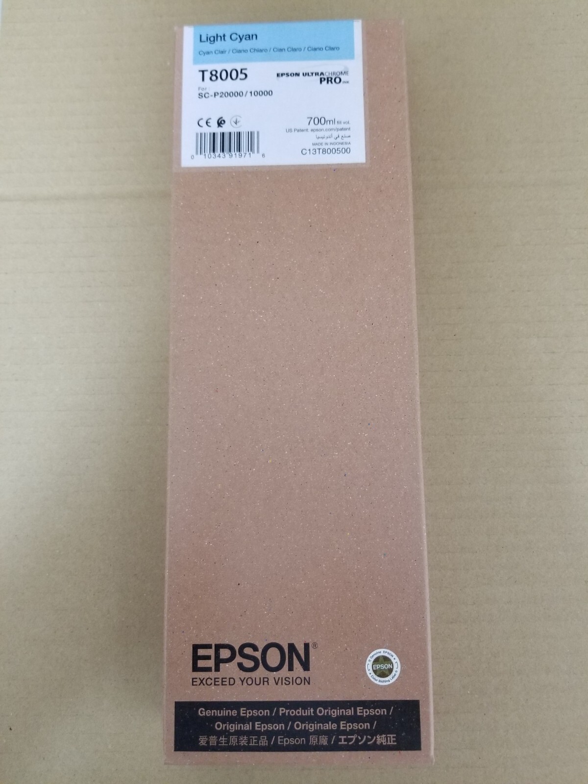 GENUINE Epson UltraChrome PRO Light Cyan Ink 700ml For P10000/20000 (T8005)
