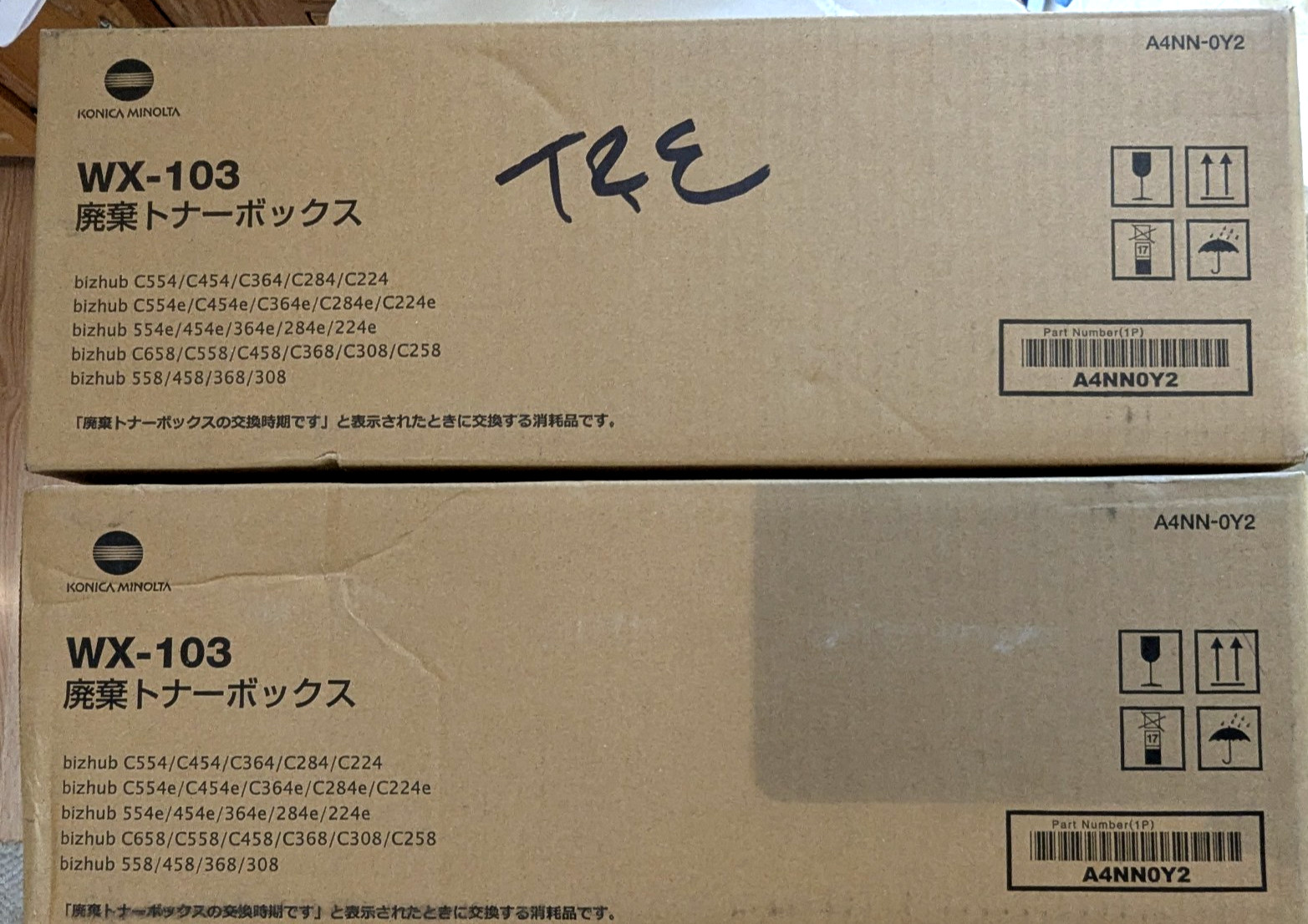 ✨ Konica Minolta WX-103 Lot of 2 Waste Toner Box for bizhub 368 C658 C364 C454 ✨