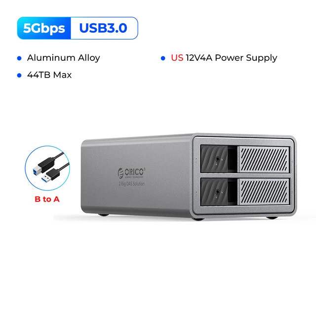 ORICO 5 Bay Hard Drive Enclosure DAS Solution Series USB3.0 110TB HDD Alu Fan1