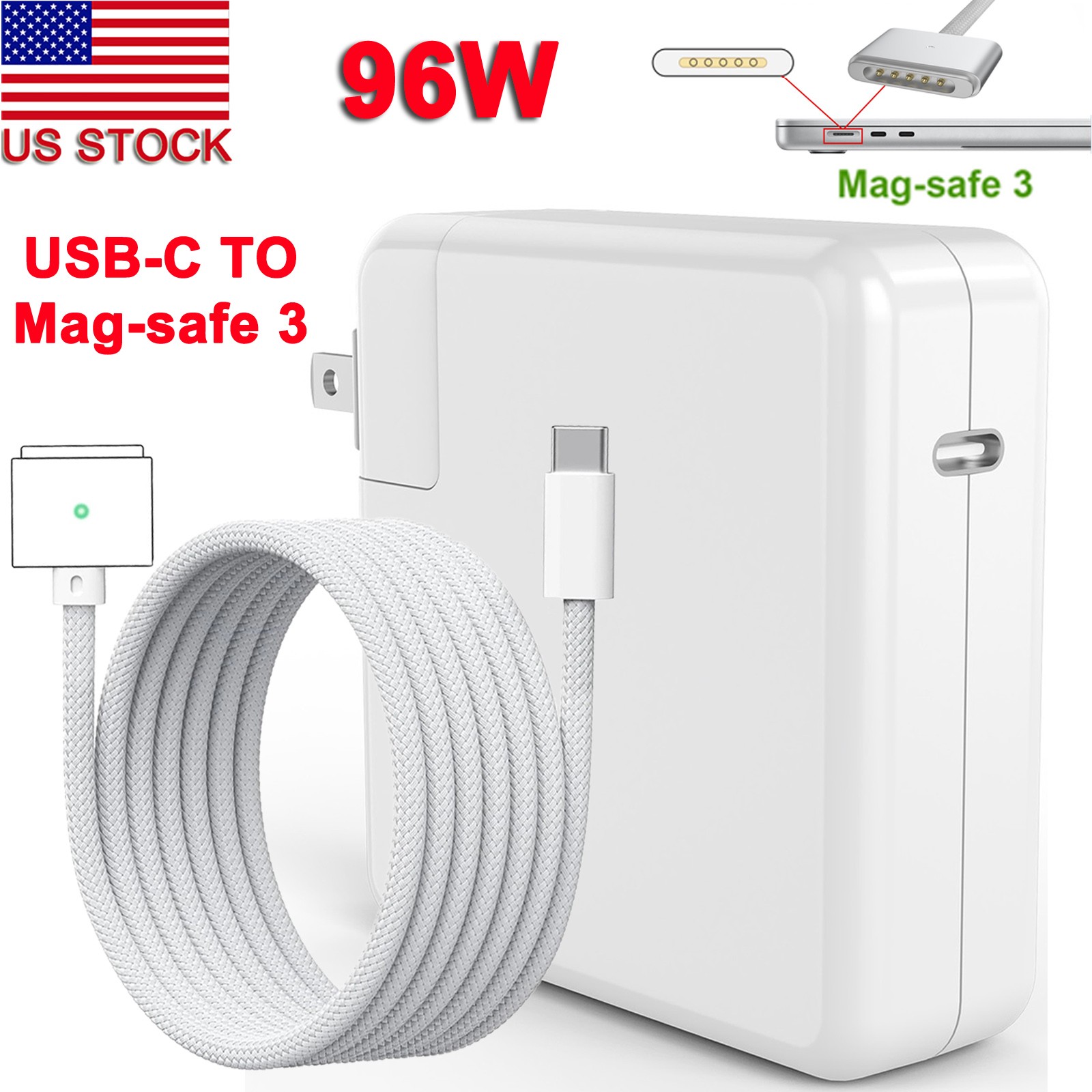140W Type C USB C to Mag-safe 3 Magnetic Cable Charger For MacBook Pro/Air A2363