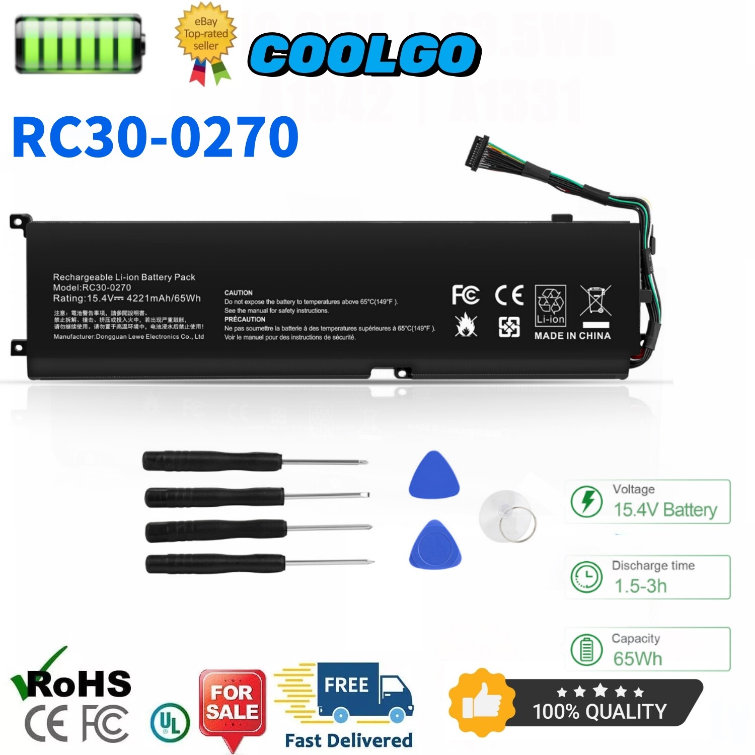 RC30-0270 RZ09-0270 RZ09-0300 Battery for Razer Blade 15 2018 2019 Base 65Wh
