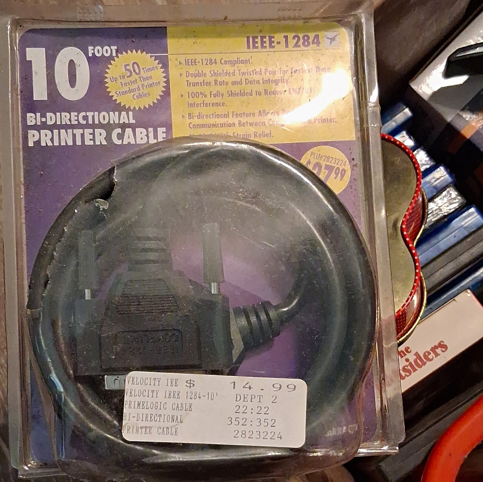 Velocity IEEE-1284 10ft Bi-Directional Printer Cable DB25 to Centronics 36