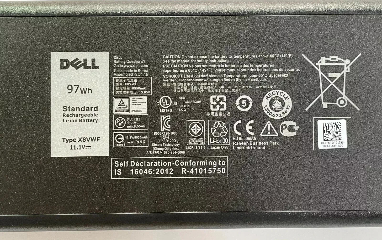Original X8VWF Battery For Dell Latitude 14 Rugged 5404 5414 E5404 Extreme 7404