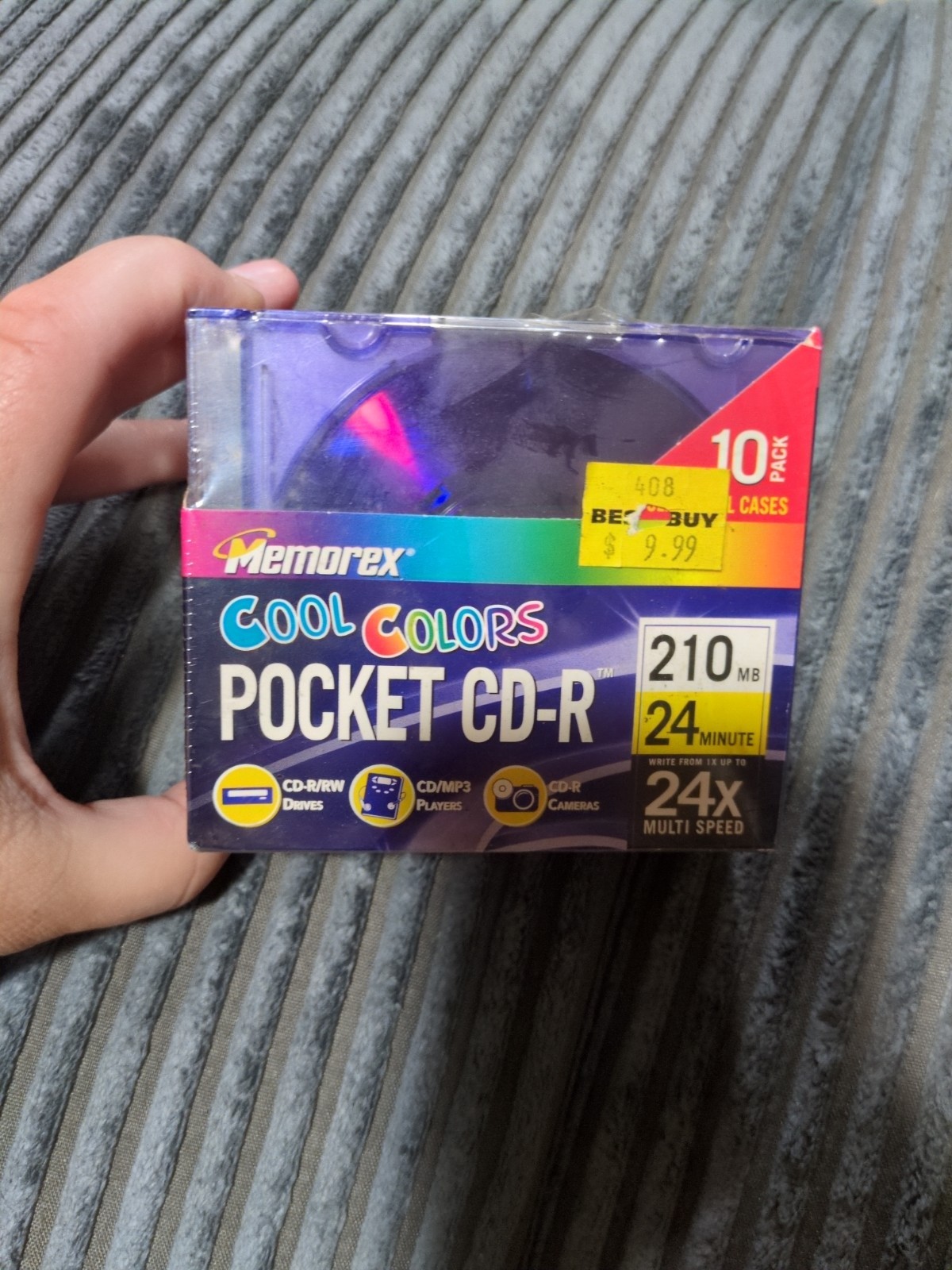 Memorex 10 Pack Cool Colors Pocket CD-R (210MB/24Min./Up To 24x Multi Speed)