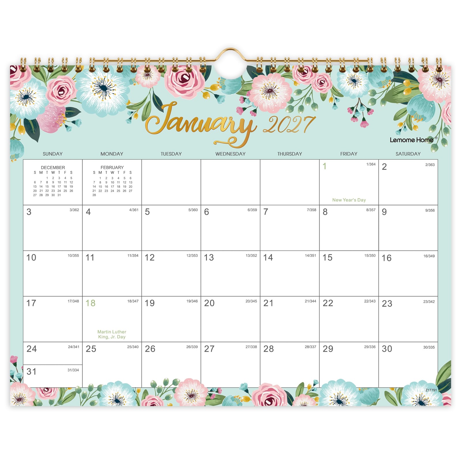 Wall Calendar 2027 Jan Dec 11 x 8.5 Monthly Planner LHSMHHGL01B13 JAN.2027