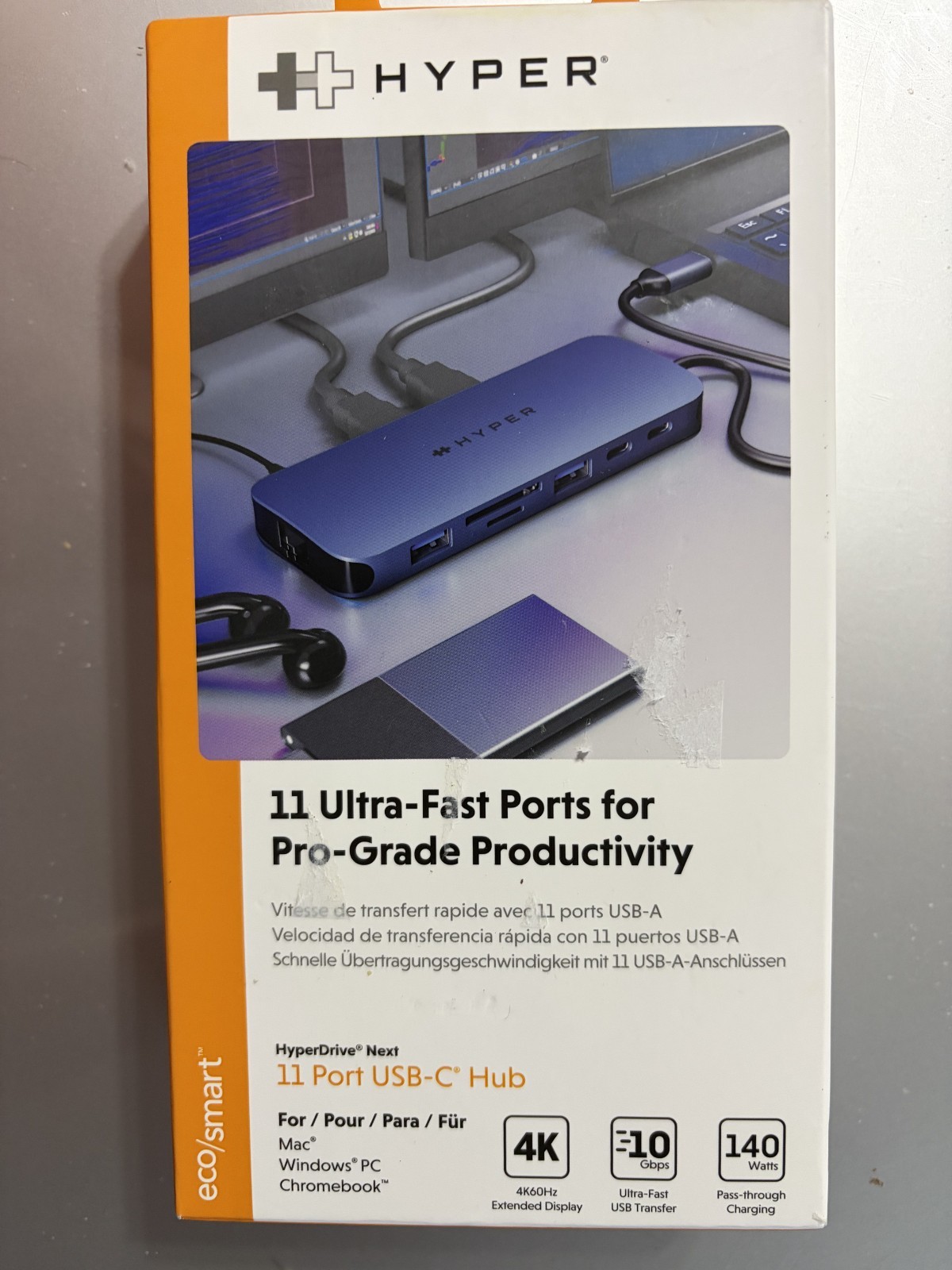 Hyper - HyperDrive Next​ 11 Port USB-C Hub, dual 4K HDMI, Ethernet, 2 USB-C,