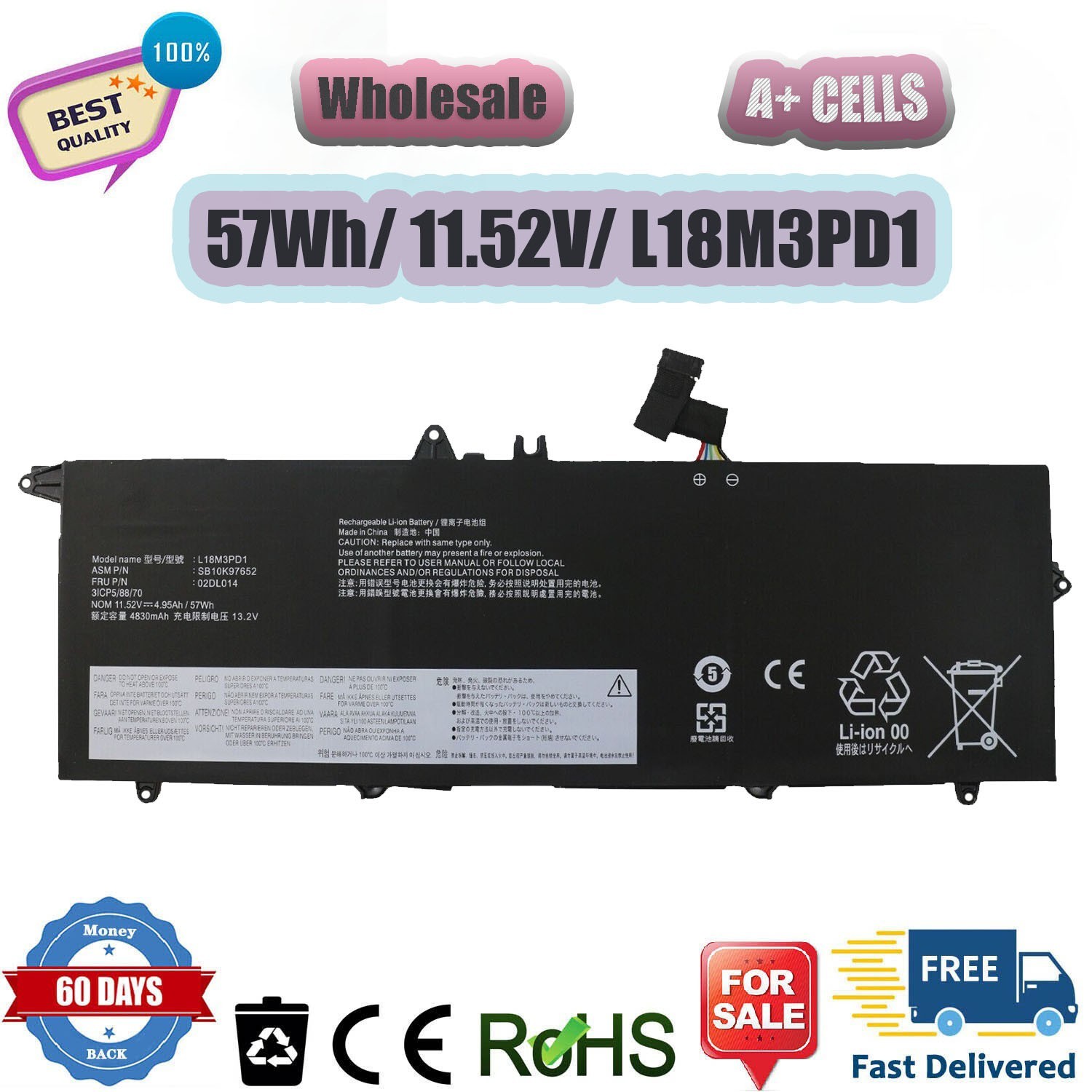L18M3PD1 Battery For Lenovo ThinkPad T490s T495s T14s Series L18C3PD1 L18L3PD1