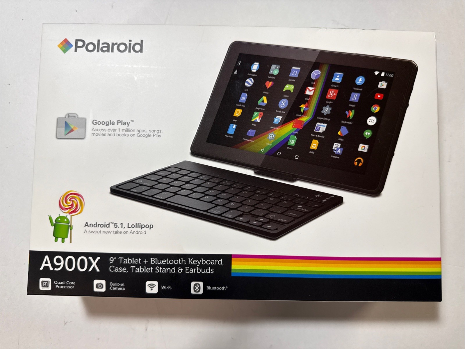 Brand New Polaroid A900X Android Tablet Bundle (Case, Keyboard, Stand, Earbuds)