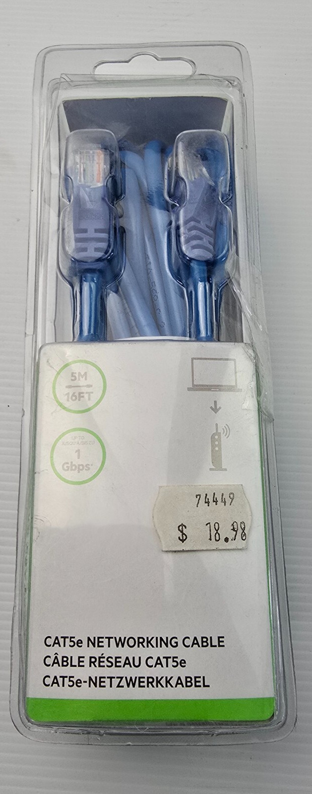 BELKIN A3L791BT05MBLUS Cat5E Utp Rj45 M/M 5M Blu Patch Snagless (NEW Genuine)